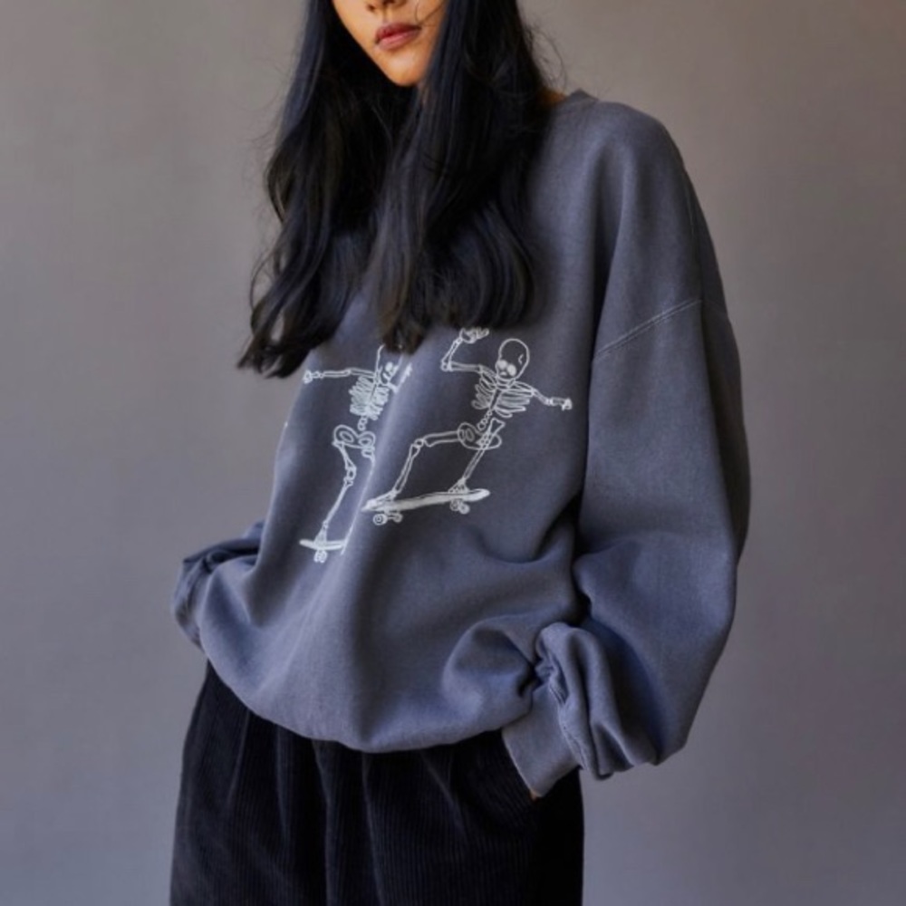 project social t skeleton skateboard crewneck
